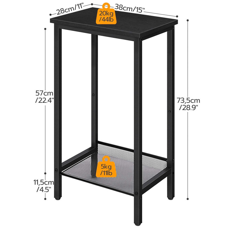 Industrial End Telephone Table With Adjustable Mesh Shelves Black Black